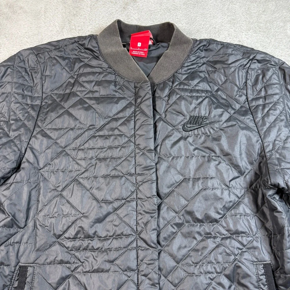 Nike Sportswear Quilted Jacket Women Small Black Primaloft Full Zip 854747